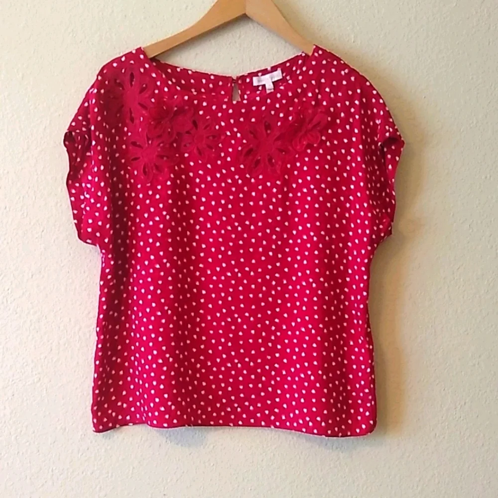 Rebecca Taylor Red Floral Eyelet Top - Picture 3 of 9